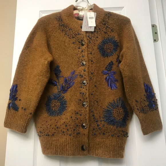 Anthropologie Sweaters - ANTHROPOLOGIE FIELD FLOWER EMBROIDERED SWEATER